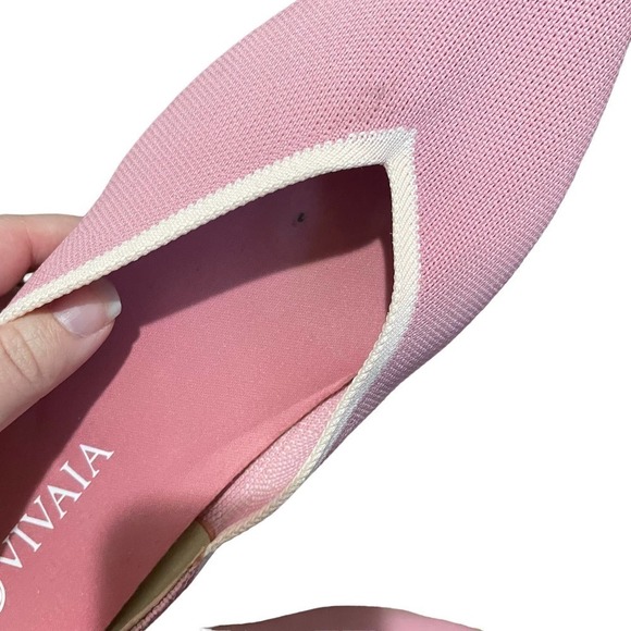 VIVAIA Pink Sustainable Eco Friendly V Shaped Pointed Toe Vienna Flats - Picture 3 of 10